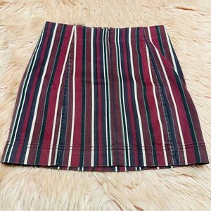 Altar'd State Striped Mini Skirt in Burgundy and Navy